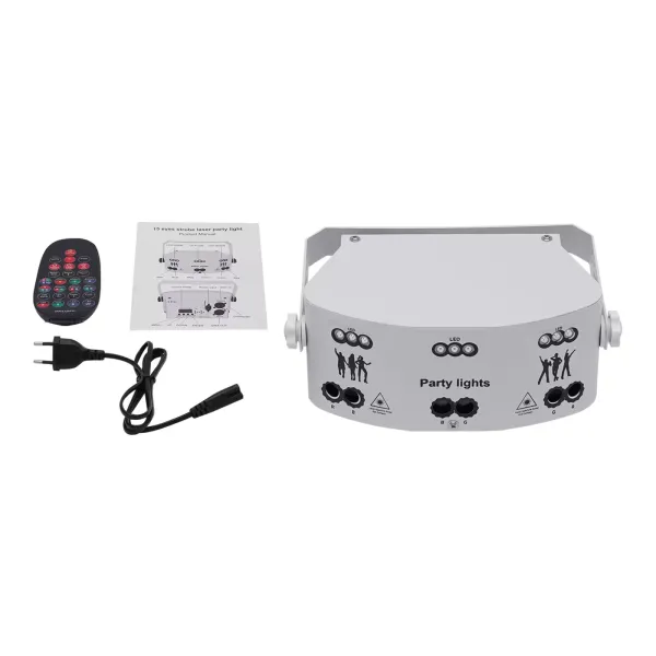 Lampe de soirée disco à 15 lentilles, éclairage de scène DJ intérieur DMX 512 activé par le son 192 motifs projecteur (blanc)