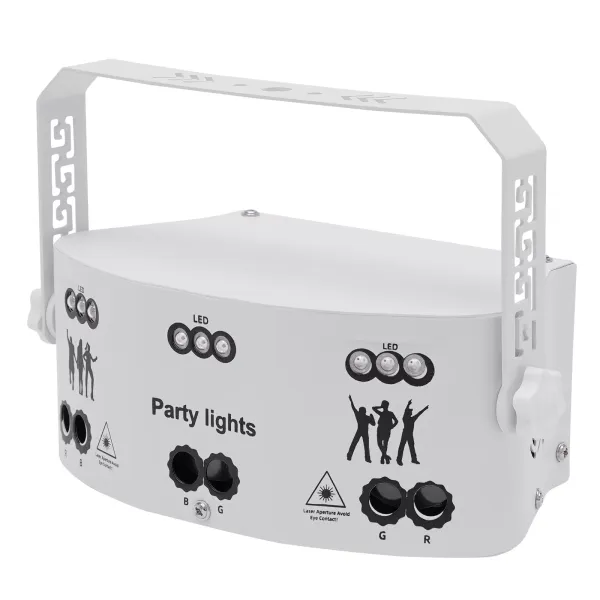 Lampe de soirée disco à 15 lentilles, éclairage de scène DJ intérieur DMX 512 activé par le son 192 motifs projecteur (blanc)