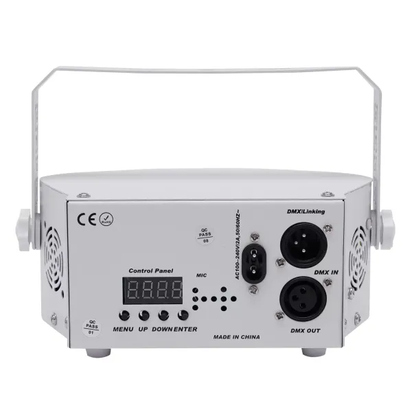 Lampe de soirée disco à 15 lentilles, éclairage de scène DJ intérieur DMX 512 activé par le son 192 motifs projecteur (blanc)