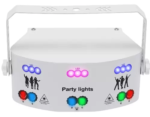 15 Lens Disco Party Light, Indoor DJ Podiumverlichting DMX 512 Geluidsgeactiveerd 192 Patronen Projector voor Kerstmis Halloween Decoratie Karaoke Bar KTV Dans Verjaardag Huwelijkscadeau (Wit)