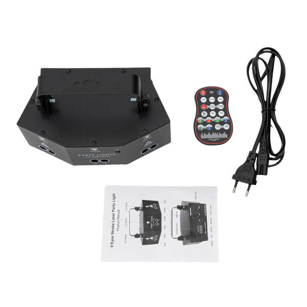 CNCEST Lumière Disco Party Light avec télécommande, 9-Eyes LED RGB Light DJ Projector Disco Stage Lighting Light Effect DMX