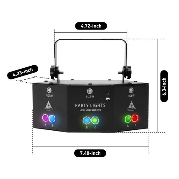 CNCEST Lumière Disco Party Light avec télécommande, 9-Eyes LED RGB Light DJ Projector Disco Stage Lighting Light Effect DMX