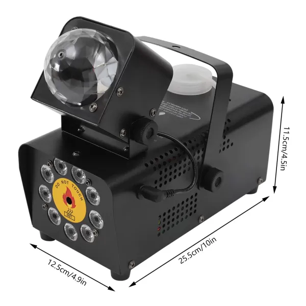 Mini machine à fumée avec effet boule disco 500 W LED RGB Light Smoke Machine avec télécommande 2000 CFM liquide
