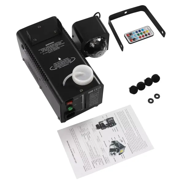 Mini machine à fumée avec effet boule disco 500 W LED RGB Light Smoke Machine avec télécommande 2000 CFM liquide