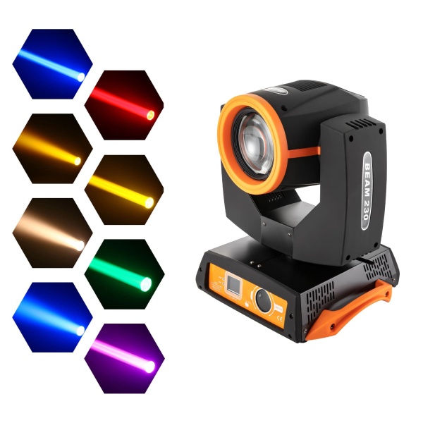 Projecteur à tête mobile 7R 230 W - 14 couleurs LED - Lumière à tête mobile - Contrôle du son pour église, mariage, fête disco