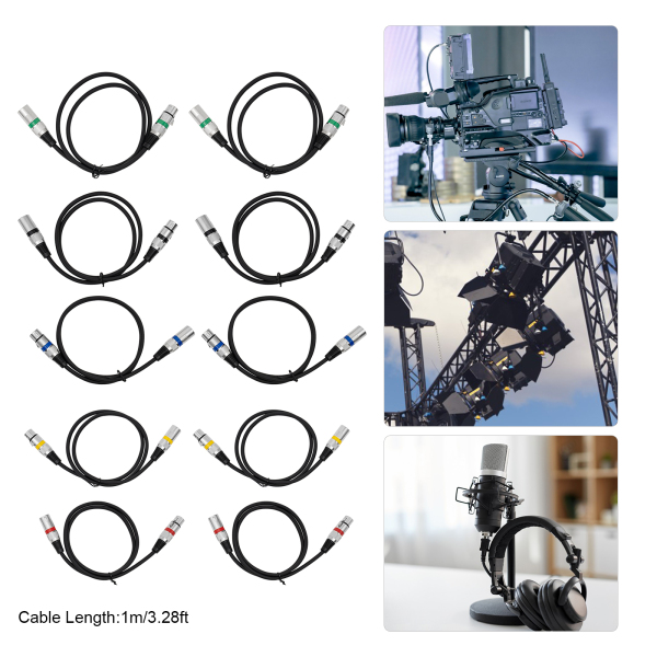 Câble DMX, Connexion signal DMX, Contrôle lumière DMX, Longueur de chaque câble : 1mLongueur de chaque câble : 1m, Noir