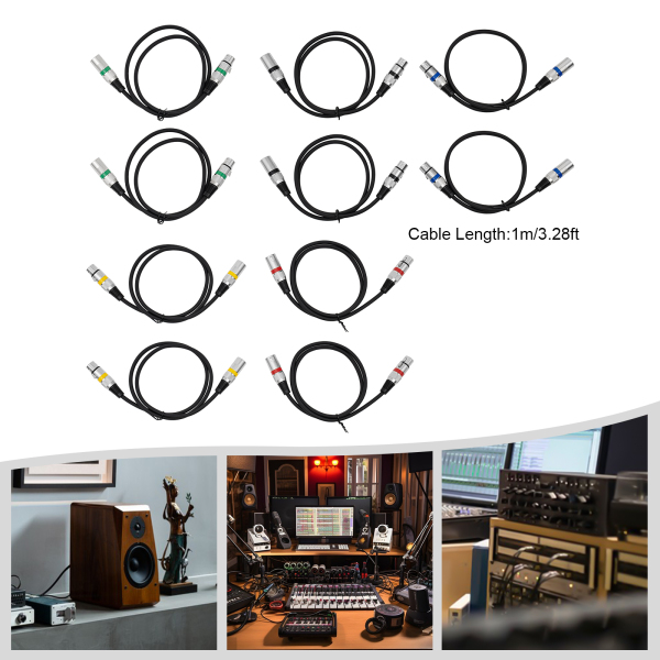 Câble DMX, Connexion signal DMX, Contrôle lumière DMX, Longueur de chaque câble : 1mLongueur de chaque câble : 1m, Noir