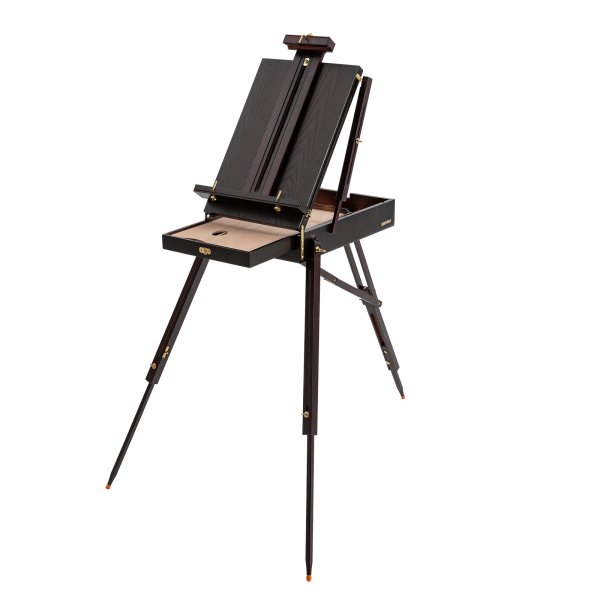 Chevalet, chevalet de boîte à croquis de studio avec tiroir d'artiste, palette, support de chevalet de trépied en bois réglable pour la peinture, l'esquisse, l'affichage