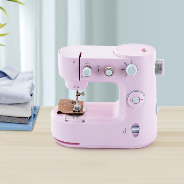 Machine à coudre électrique, bras libre, mini machine à coudre domestique, deux modes pour la maison, le magasin de bricolage (rose)