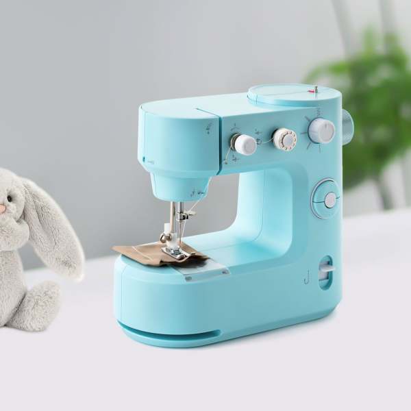 Machines à coudre électriques, bras libre, machine à coudre au point utile, mini machine à coudre domestique, deux modes (bleu)