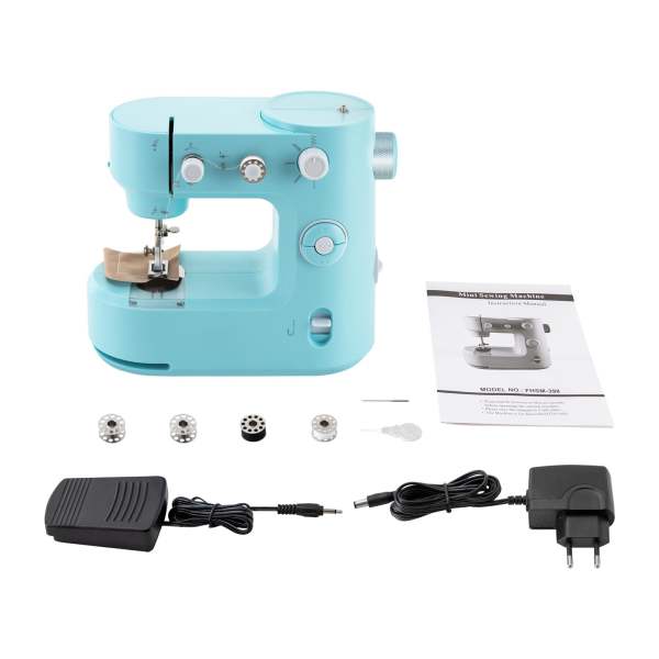 Machines à coudre électriques, bras libre, machine à coudre au point utile, mini machine à coudre domestique, deux modes (bleu)