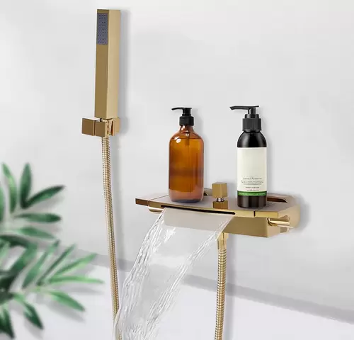 Cascade Baignoire Froide Baignoire Robinet de Baignoire Robinet de Douche Mitigeur Laiton Or
