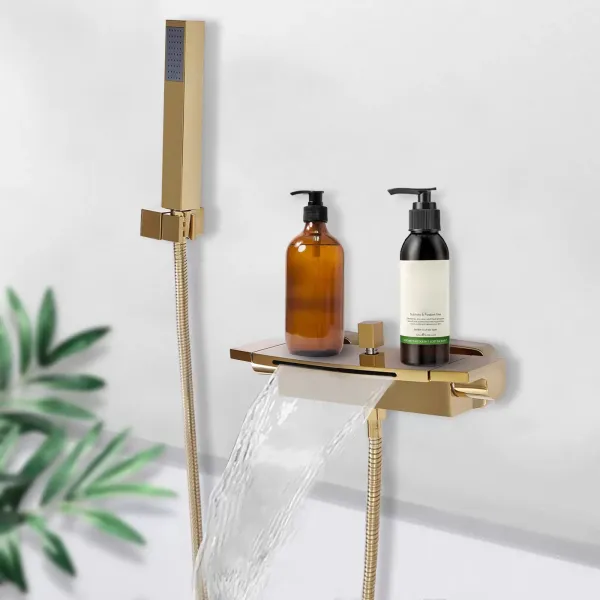 Cascade Baignoire Froide Baignoire Robinet de Baignoire Robinet de Douche Mitigeur Laiton Or
