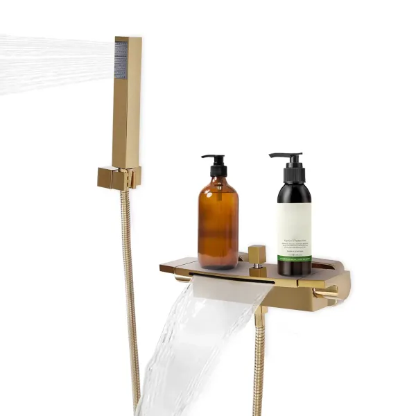 Cascade Baignoire Froide Baignoire Robinet de Baignoire Robinet de Douche Mitigeur Laiton Or